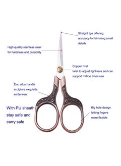KASTWAVE 2 Pcs Small Vintage Precision Scissors, Multi-Purpose Beauty Grooming Kit for Hair trimming, Facial, Beard, Eyebrow, Eyelash, Sewing Scissors for Embroidery, Craft, Art Work & Everyday Use  - Image 3