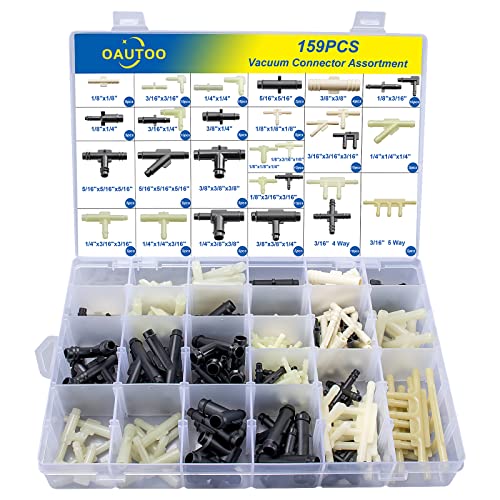 OAUTOO 32 Size Automotive Vacuum Tubing Connector Vacuum Tee Connector Assortment Kit 1/8" 3/16" 1/4" 5/16" 3/8" - Image 1