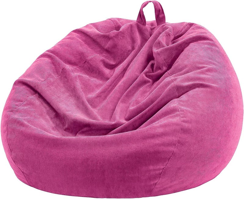Nobildonna 3 ft Bean Bag Chair Cover No Filler 3543 Large Stuffed Animal Storage Bean Bag Washable Big Beanbag Chair Cover Premium Corduroy Bean Bag Cover for AdultsKidsRose Red 300L
