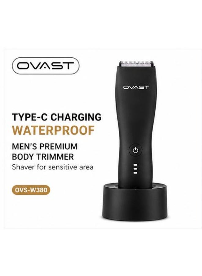 أوفست ماكينة تشذيب الجسم للرجال OVAST موديل OVS-W380 مقاومة للماء بشحن Type-C – بطارية 800 مللي أمبير، شحن سريع، تشغيل هادئ، شفرات آمنة للحية والجسم والمناطق الحساسة - Image 2