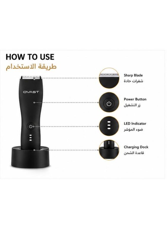 أوفست ماكينة تشذيب الجسم للرجال OVAST موديل OVS-W380 مقاومة للماء بشحن Type-C – بطارية 800 مللي أمبير، شحن سريع، تشغيل هادئ، شفرات آمنة للحية والجسم والمناطق الحساسة - Image 5