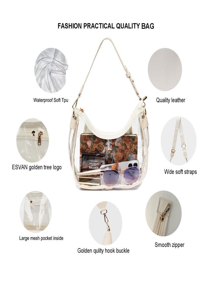 ESVAN Clear Shoulder Bag for Women - Stadium-Approved Cute Hobo Tote, Crossbody Handbag & Mini Clutch Purse - Image 3
