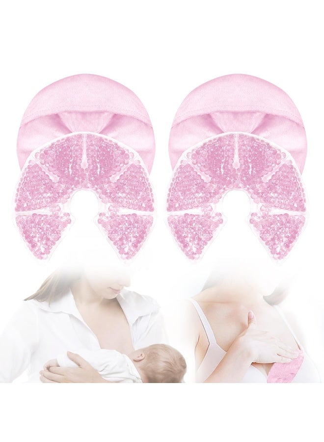 1Pair Hot Cold Gel Bead Breast Therapy Pack,Breast Ice Packs for Breastfeeding,Relief for Breastfeeding,Nursing Pain, Mastitis,Engorgement,Plugged Ducts, Boost Milk Let-Down & Production (Pink) - Image 1