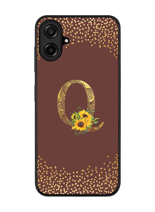 Stylizedd For Samsung Galaxy A07 4G Case,Slim fit Camera Protection, Shockproof Thin Phone cover  - Custom Floral Monogram - Q  (Brown )