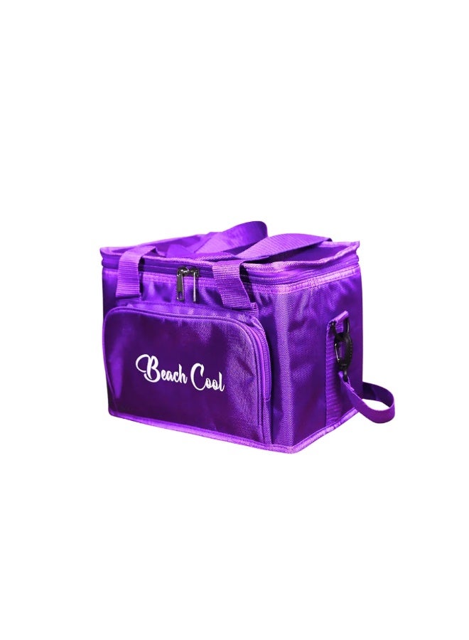 بيتش كول حقيبة غداء مبطنة باللون البنفسجي بسعة 15 لتر مع حزام قابل للتعديل - Image 1