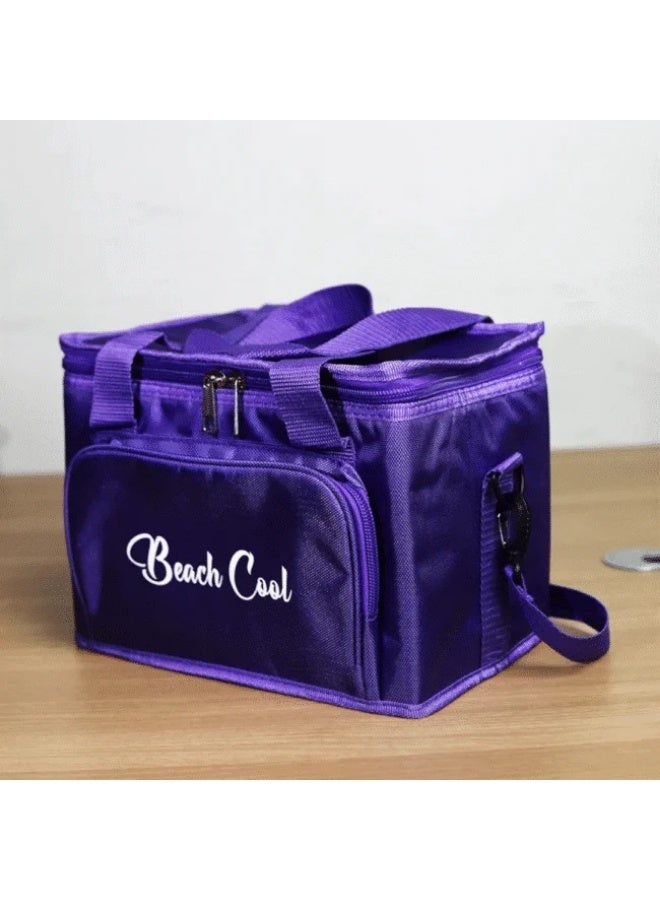 بيتش كول حقيبة غداء مبطنة باللون البنفسجي بسعة 15 لتر مع حزام قابل للتعديل - Image 2