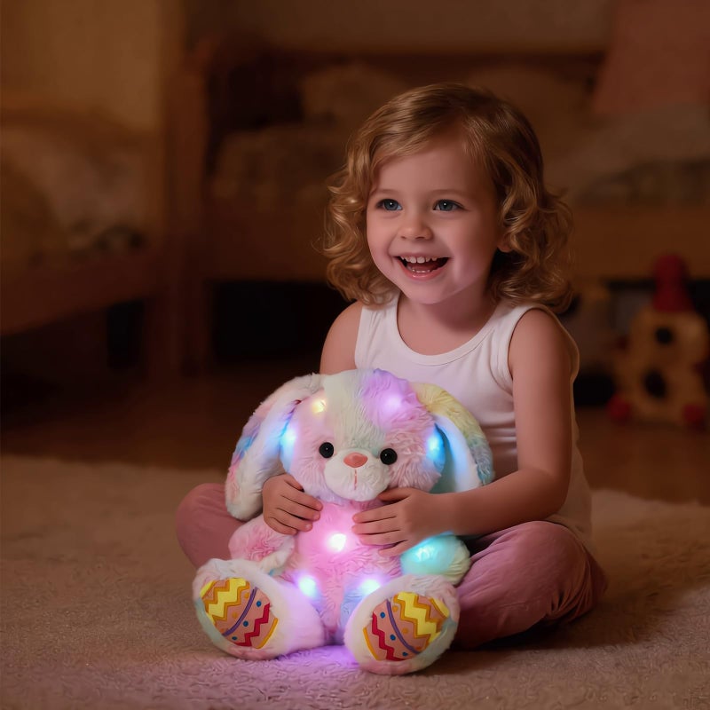 Glow Guards Easter Plush Bunny Stuffed Animal, Musical Light up Rainbow Stuffed Bunny, Singing Rabbit Stuffed Animal Toy with Floppy Ear Bunny Easter Gifts Bedtime Friend for Baby Girls Boys Kids, 10" - Image 5