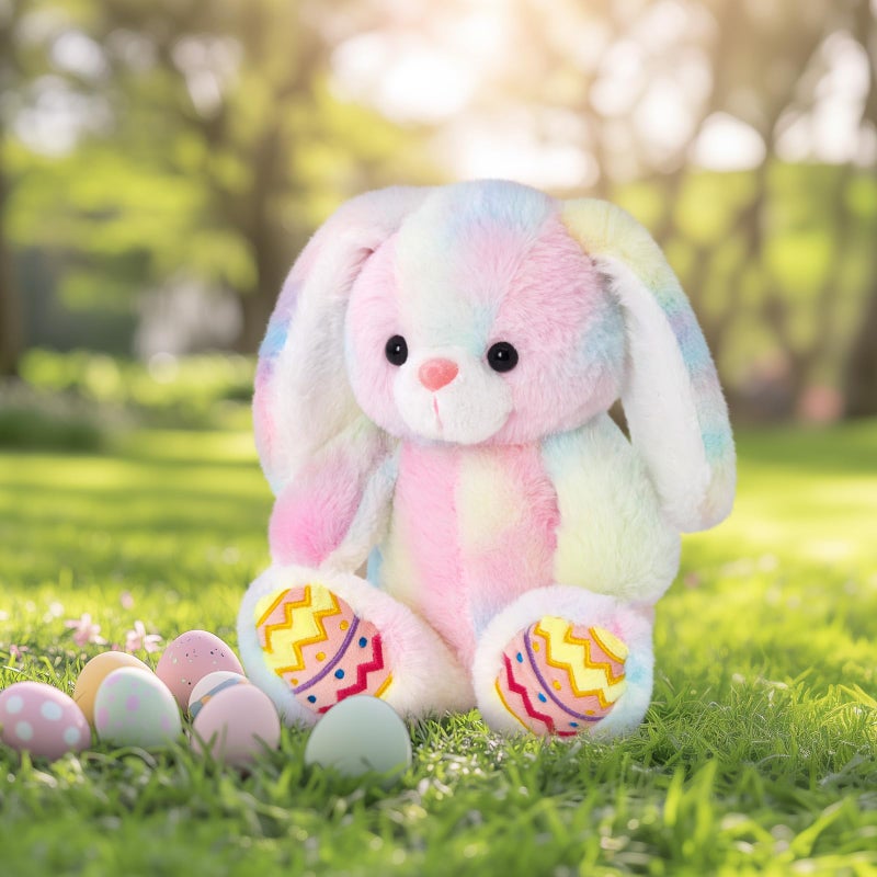 Glow Guards Easter Plush Bunny Stuffed Animal, Musical Light up Rainbow Stuffed Bunny, Singing Rabbit Stuffed Animal Toy with Floppy Ear Bunny Easter Gifts Bedtime Friend for Baby Girls Boys Kids, 10" - Image 2