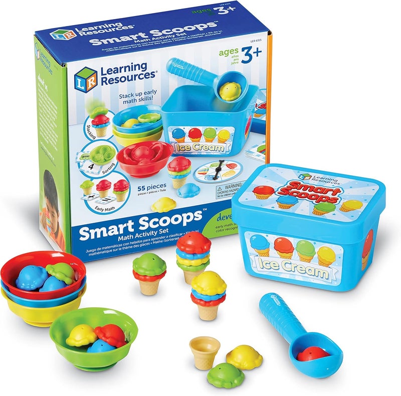 Learning Resources Smart Scoops Math Activity Set, Stacking, Sorting, Early Math Skills, 55 Pieces, Ages 3+ - Image 1