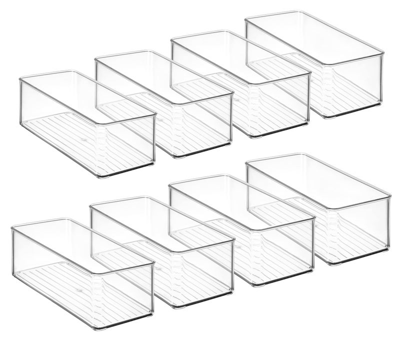 Hudgan 8 Pack Clear Plastic Drawer Organizers Set  Stackable Deep Drawer Organizer For Makeup Vanity And Desk  2 Sizes Tall Bathroom Drawer Organizer - Image 2
