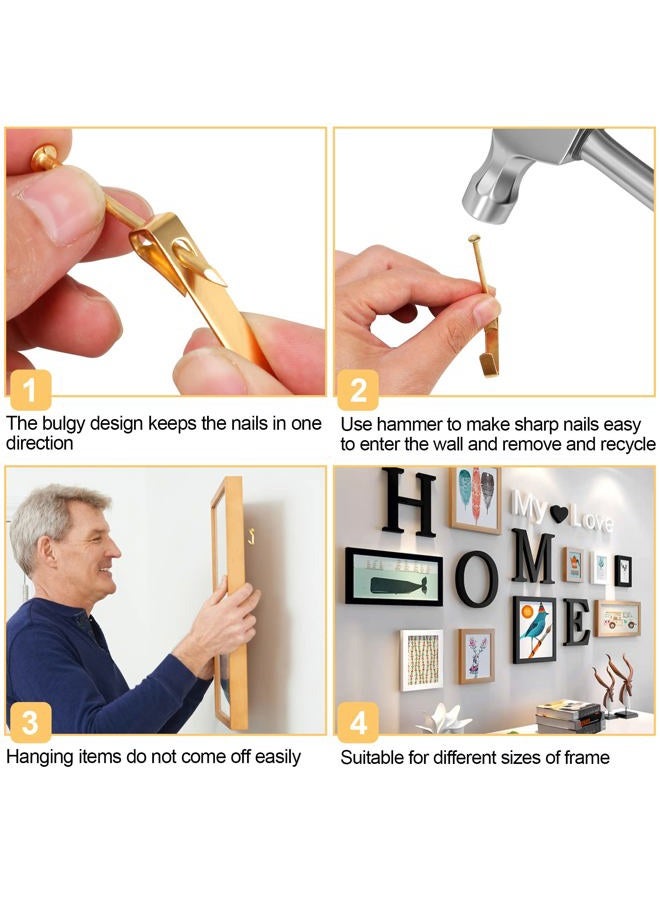 Romeda 184 Pieces Picture Hanging Kit, 20lb, 30lb, and 50lb Picture Hangers, Metal Picture Hanging Hooks with Nails, on Drywall, Wooden Wall(Gold) - Image 4