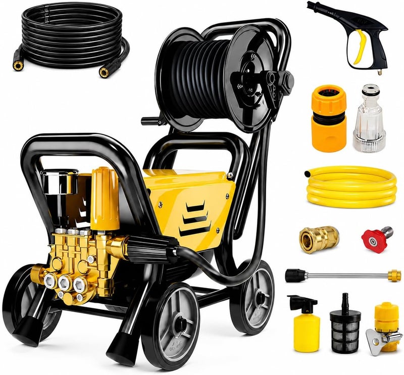 Favarey Electric Pressure Washer, 2000W Pressure Washers with Hose Reel, Foam Cannon, 10M Hose, Car Wash Machine and Nozzles, High Pressure Washer for Car, Driveway, Patio - Image 1