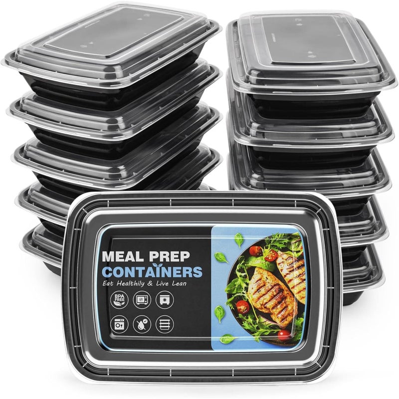 AL FAKHAMA 24 Oz700 ML Meal Prep Containers 12 Sets 1 Compartment with Lids BPA Free Stackable MicrowaveDishwasherFreezer Safe