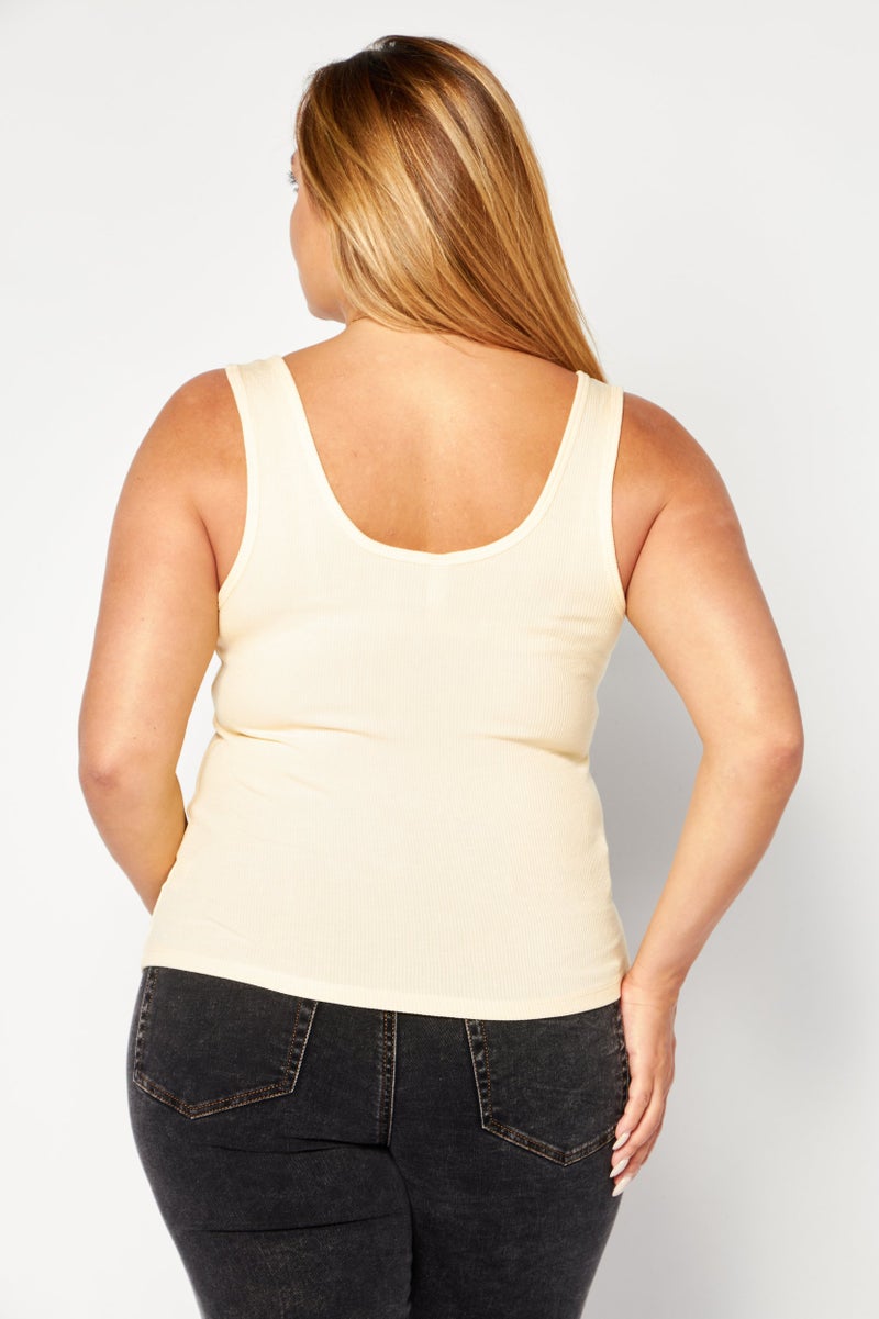 Gentle Fawn Women Horseshoe Neckline Sleeveless Ribbed Crop Top, Yellow  - Image 2