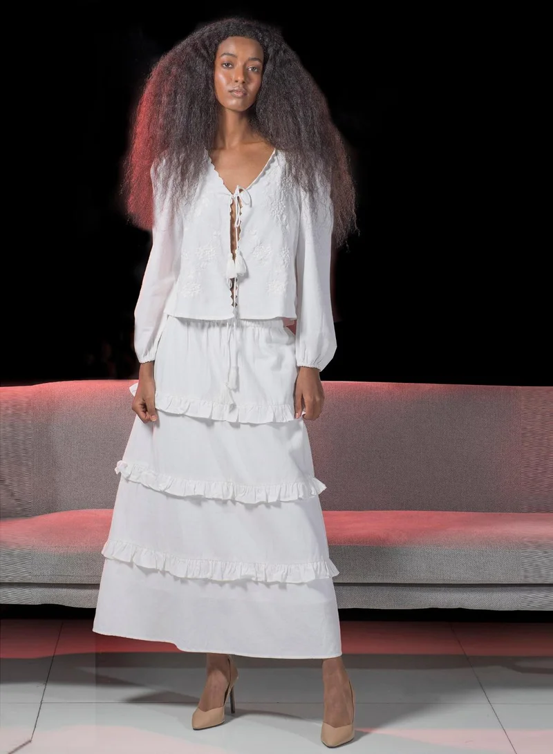 فيرجيو 100% Viscose Skirt Midi Length With Ruffle