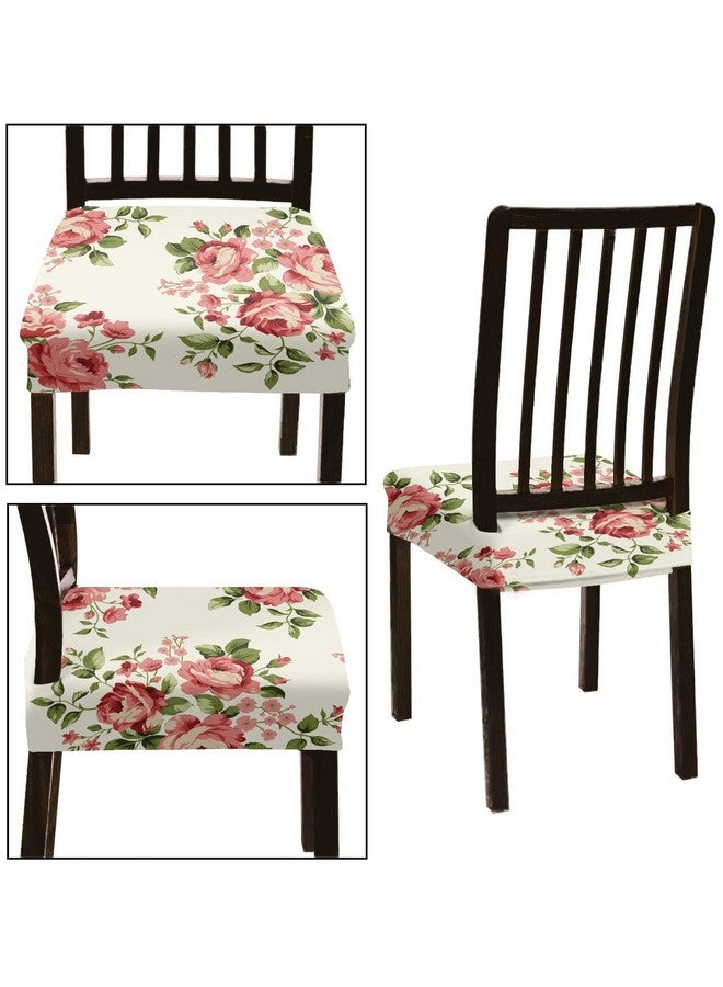 BRIDA Stretchable Floral Geometric Printed Dining Chair Seat Covers Elastic Chair Seat Case Protector, Slipcovers (Rose Flowers, 6 Seat Cover) - Image 2