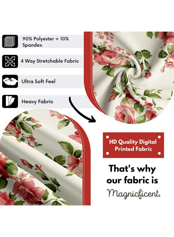 BRIDA Stretchable Floral Geometric Printed Dining Chair Seat Covers Elastic Chair Seat Case Protector, Slipcovers (Rose Flowers, 6 Seat Cover) - Image 4