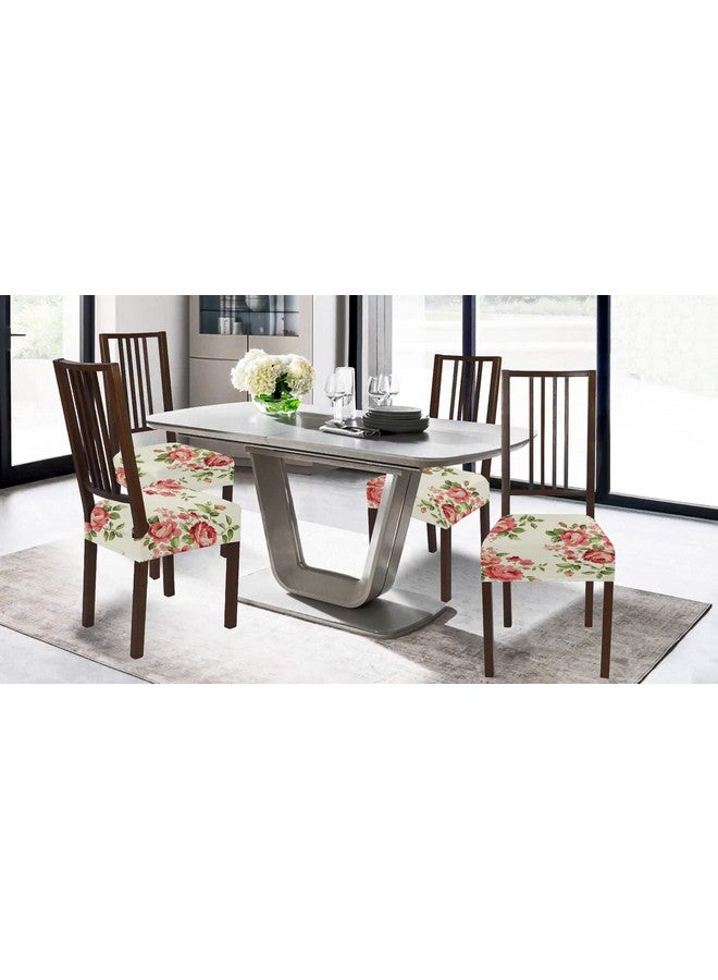 BRIDA Stretchable Floral Geometric Printed Dining Chair Seat Covers Elastic Chair Seat Case Protector, Slipcovers (Rose Flowers, 6 Seat Cover) - Image 3