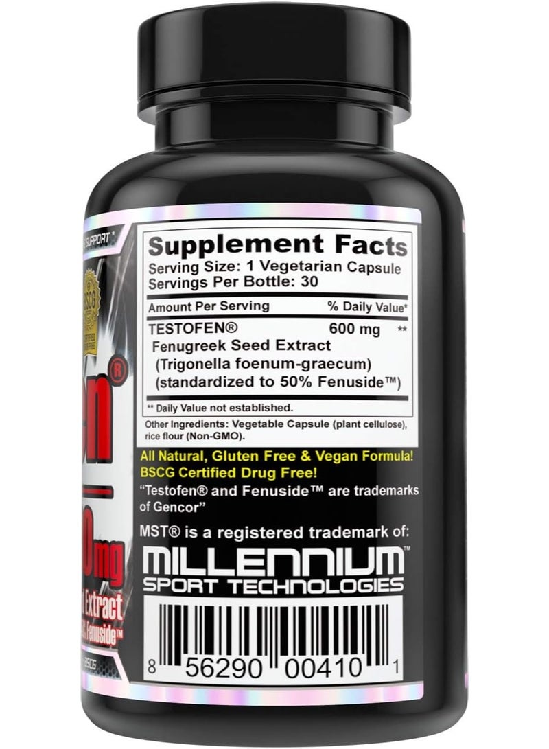 MST Testofen | Fenugreek Seed Extract | Standardized to 50% Fenuside™ | 600mg | 30 Count | BSCG Certified Drug Free - Image 2