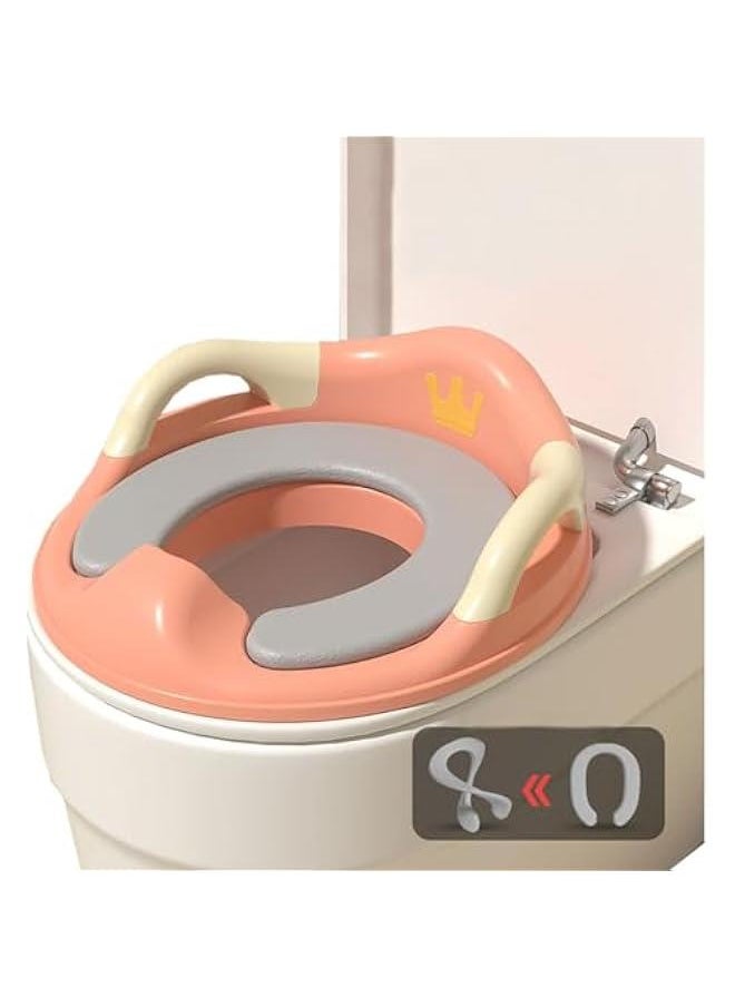 HOOKOR Potty Training Seat for Kids, Toilet Trainer Ring with Handles and Backrest Portable Toddler Toilet Seat Covers Cushioned Potty Training Seat Pads, for Use on Oval Toilets, Boys and Girls  - Image 1