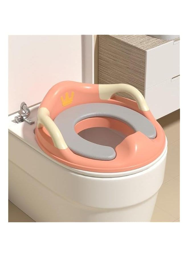HOOKOR Potty Training Seat for Kids, Toilet Trainer Ring with Handles and Backrest Portable Toddler Toilet Seat Covers Cushioned Potty Training Seat Pads, for Use on Oval Toilets, Boys and Girls  - Image 5