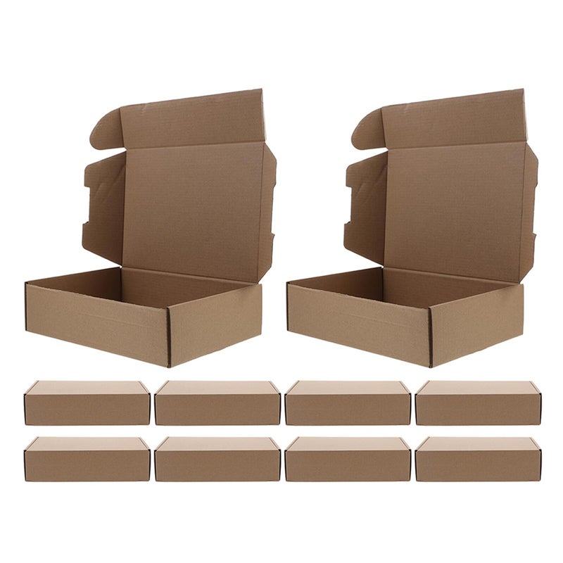 Brown Kraft Corrugated Cardboard Shipping Boxes 10Pcs Quick Assembly Square Design - Image 2