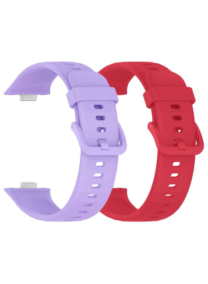CATANES 2Packs Wristband for Huawei Watch Fit 3/Fit 4/Fit 4 Pro Bands, Silicone Bracelet Quick Release Arm Band, Replacement Smartwatch Band Quick Release Sport Straps - Purple Red  - Image 2