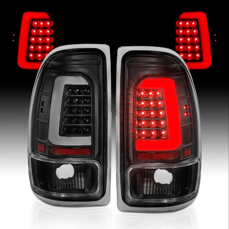 AmeriLite LED Black Tail Lights Brake Lamps Set for 1997-2004 Dodge Dakota - Driver and Passenger Side