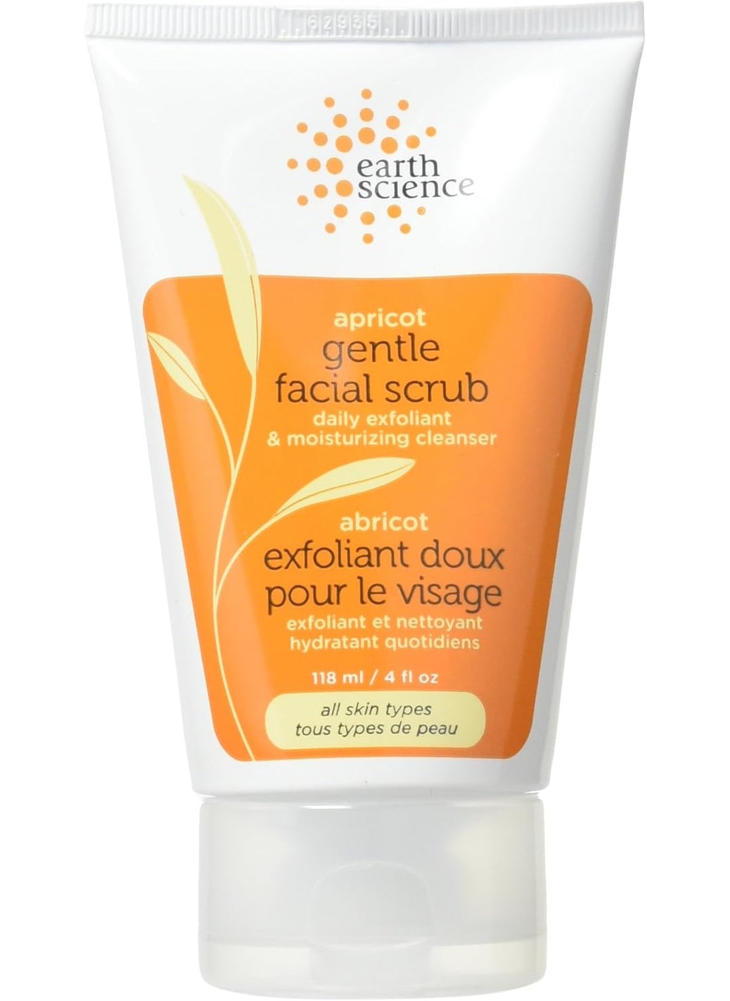 Earth Science - Earth Science Apricot Gentle Facial Scrub with Bilberry Orange  Chamomile  moisturizing  exfoliating Cleanser 4 oz Pack of 6 - Image 1