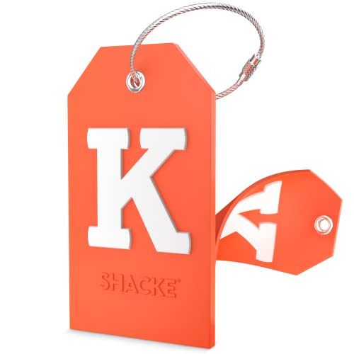 Shacke Initial Luggage Tag with Full Privacy Cover and Stainless Steel Loop – (Letter K) - Image 1
