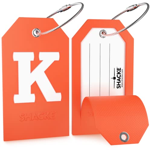 Shacke Initial Luggage Tag with Full Privacy Cover and Stainless Steel Loop – (Letter K) - Image 2