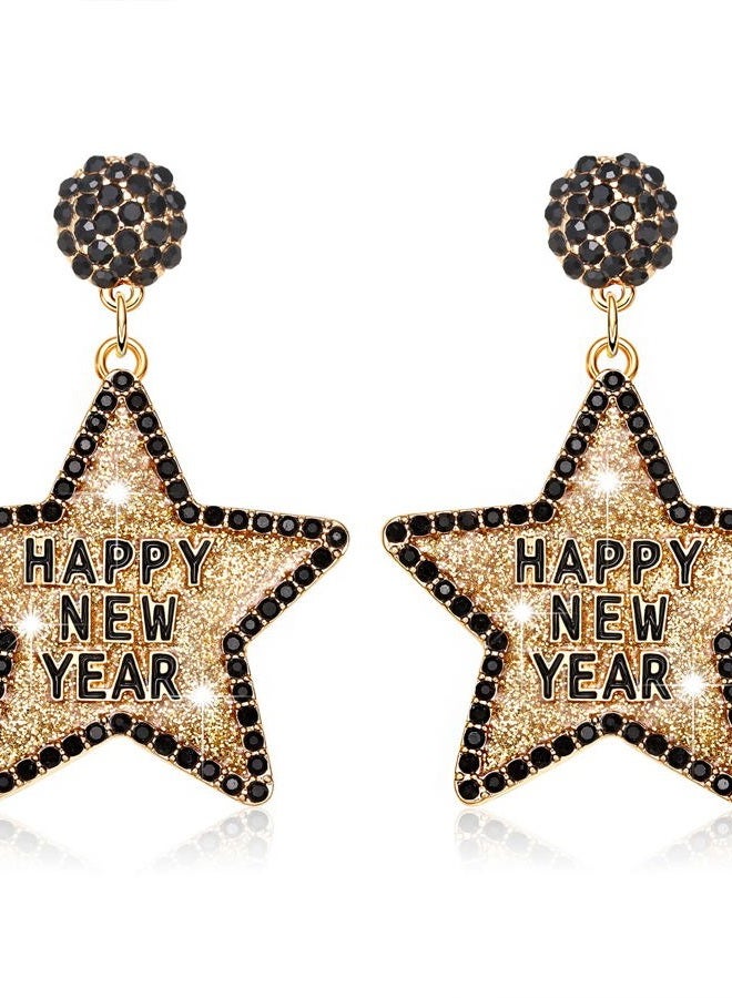 PHALIN Happy New Year Earring for Women Glitter Rhinestone Star Dangle Earrings Holiday New Year's Eve Earrings Festive Party Jewelry Gifts, Zinc, not know - Image 1