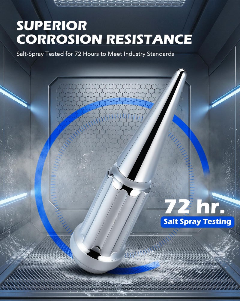 Orion Motor Tech 14x1.5 Lug Nuts Chrome 24 Piece, M14x1.5 Spike Lug Nuts Wheel Accessories Compatible with Chevy Ram Ford and GMC - Image 3