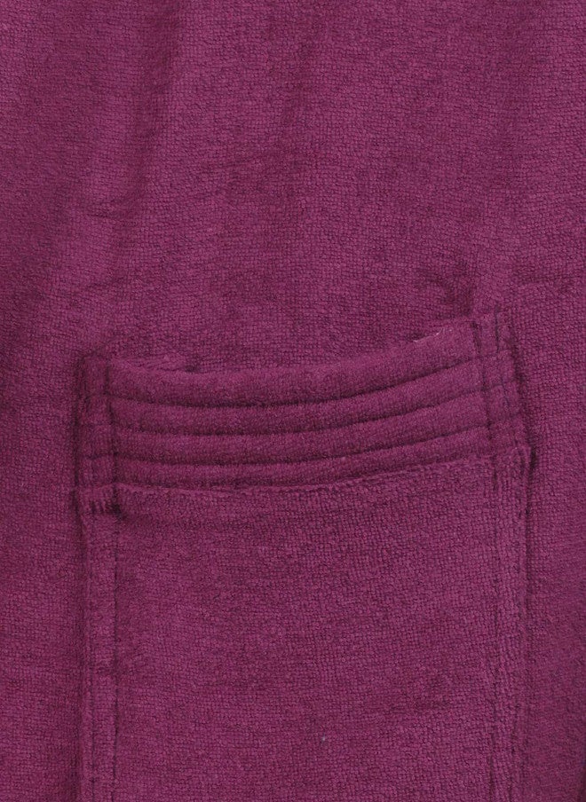 Red Rose RedRose Wine-Purple Solid Cotton Drawstring Knee Length Bath Robe - XL - Image 2