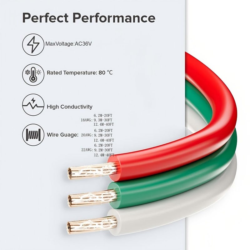 18 AWG 3 Pin RGB LED Strip Extension Wire 6 2 Meter 20 Feet Thin Tinned Copper Flexible Cable 3 Core Suitable for WS2812B WS2811 Automotive Modification - Image 3