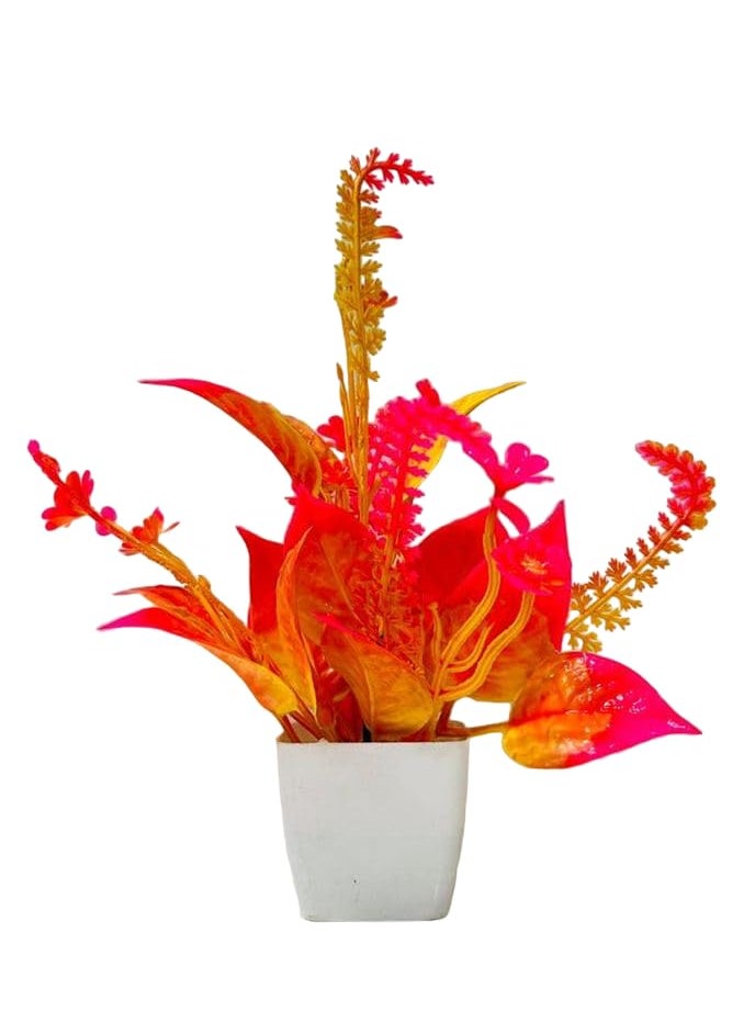 ATEVON ATEVON Artificial Flower Plants with White Pot Flower Plants for Home Office Decor Bedroom Living Room and Balcony Decor  - Image 1