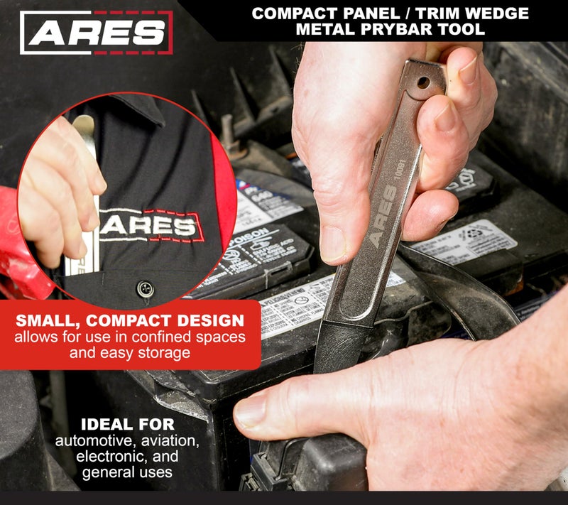 ARES 10091 - Mini Pry Bar Tool - Compact Panel/Trim Wedge - Durable Metal Pry Bar Easily Removes Trim, Paneling, Sheet Metal, Fasteners, and More - Compact Design Skin Wedge for Use in Confined Spaces - Image 4