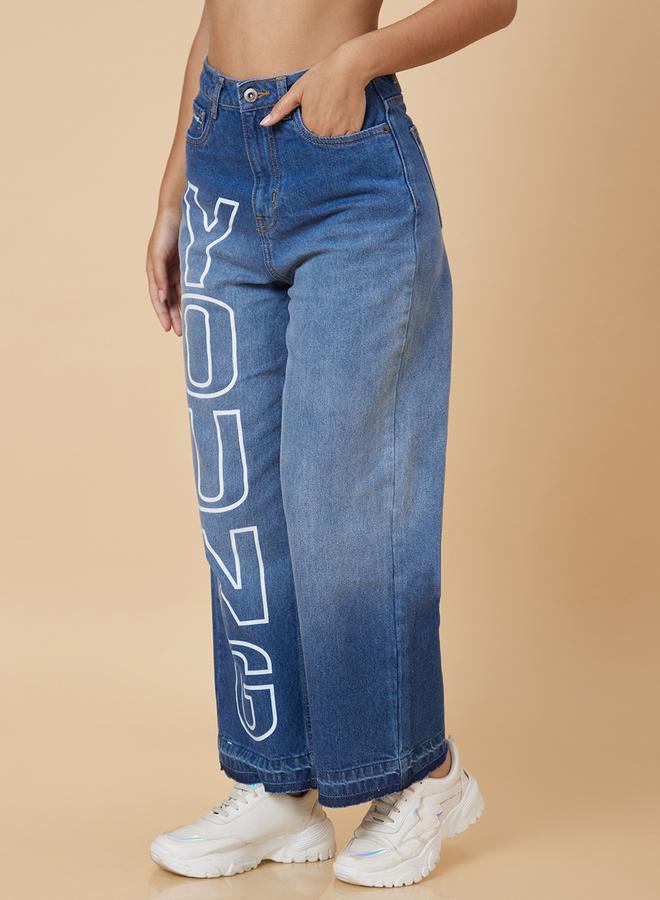 Globus Mid-Rise Printed Boyfriend Cotton Jeans - Image 4