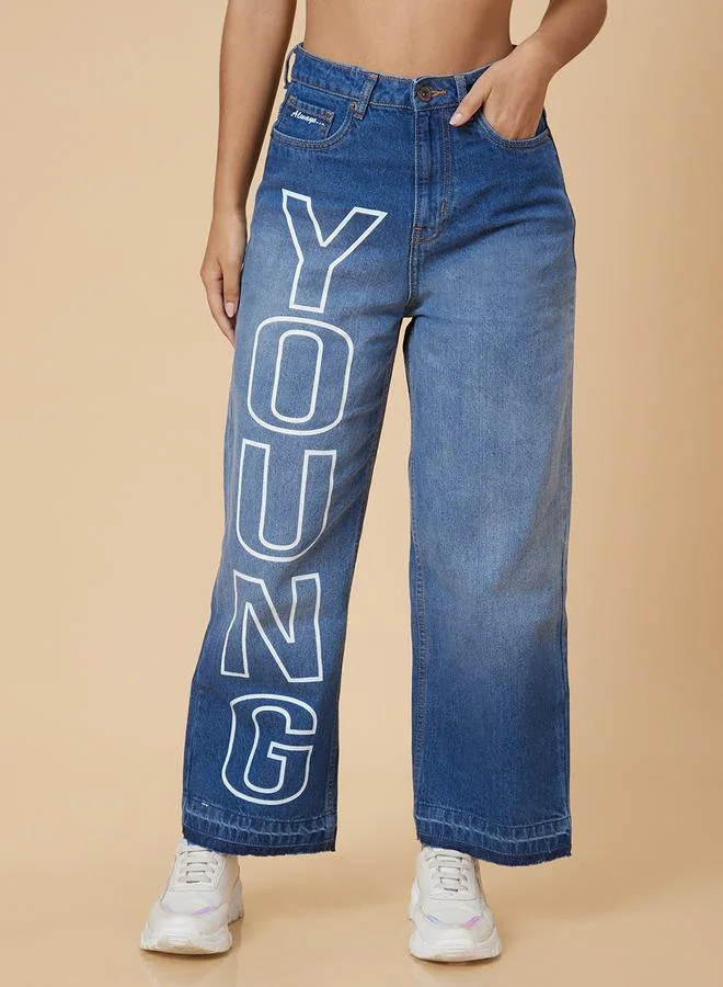 globus Globus Mid-Rise Printed Boyfriend Cotton Jeans