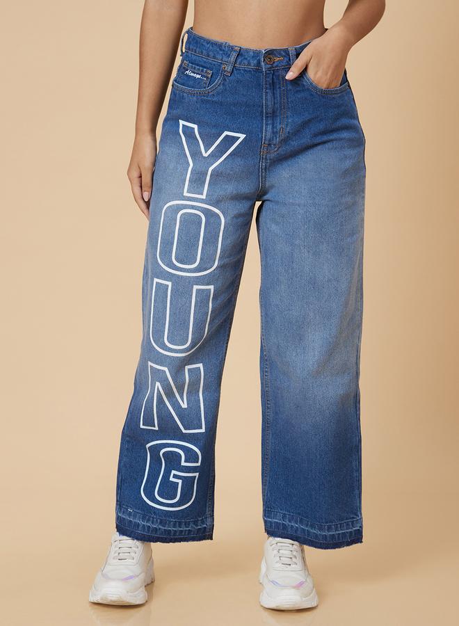 Globus Mid-Rise Printed Boyfriend Cotton Jeans - Image 2