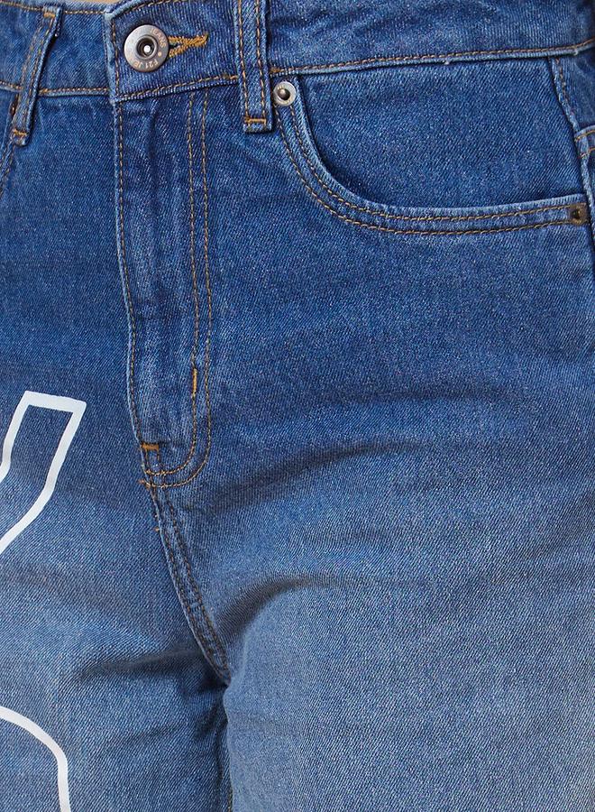 Globus Mid-Rise Printed Boyfriend Cotton Jeans - Image 5