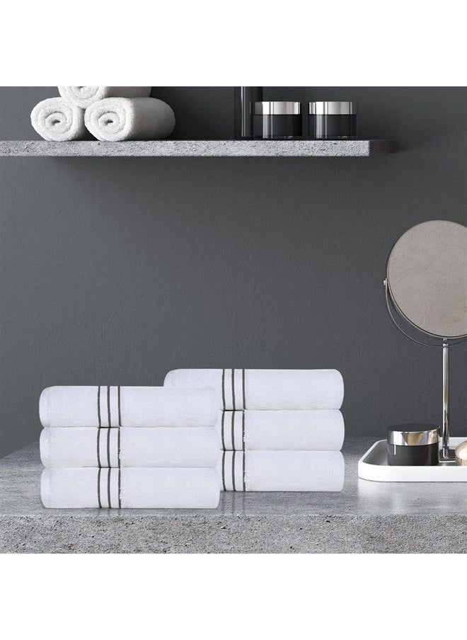 Superior Turkish Cotton Ultra-Plush 6-Piece Hand Towel Set, Small Towels for Home, Apartment, Airbnb, Kitchen, Bathroom Essentials, Absorbent Quick Drying, Bath Accessories, Soft Basics, Charcoal  - Image 2