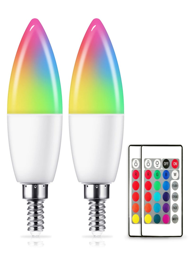 Color Changing Light Bulb, 17Colors E12 Candelabra Led Light Bulb, 3W 350LM Multicolor Led Bulb with Remote Control, 4 Modes LED Light Bulbs for Home/Decoration/Party/KTV Mood Lighting (2 Pack) - Image 1