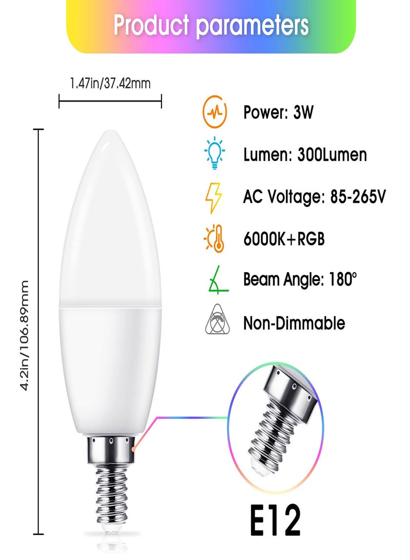 Color Changing Light Bulb, 17Colors E12 Candelabra Led Light Bulb, 3W 350LM Multicolor Led Bulb with Remote Control, 4 Modes LED Light Bulbs for Home/Decoration/Party/KTV Mood Lighting (2 Pack) - Image 5