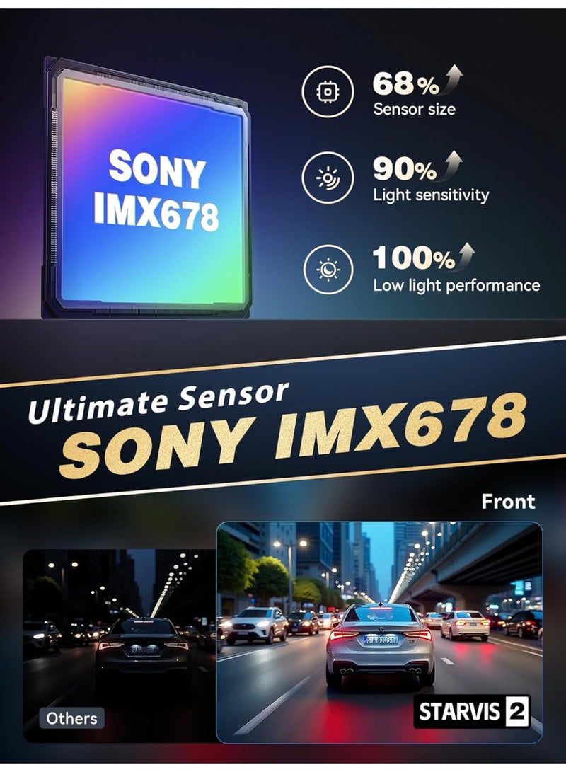 DDPAI 4K + 2K Dash Cam for Cars, STARVIS 2 IMX678 Dual HDR Dashcam, Free 64G eMMC Car Camera Front and Rear, 60FPS, 5G WiFi, GPS, 3" IPS, AI ISP Night Vision, 24H Parking Mode, 4G Available, Z90 Pro - Image 2