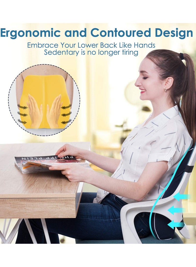 QUTOOL Memory Foam Lumbar Support Pillow, Ergonomic Back Cushion for Pain Relief and Posture Support, with Breathable Mesh Cover and Adjustable Straps for Office Chairs, Car, Recliners and More, Black - Image 2