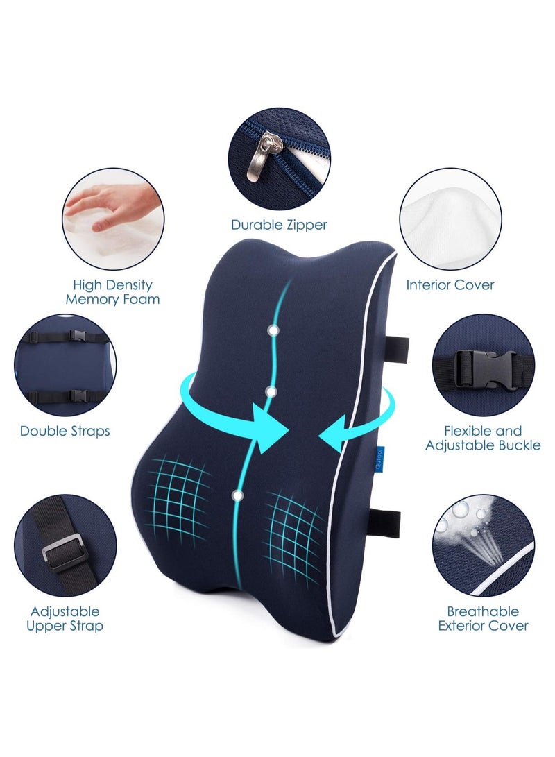 QUTOOL Memory Foam Lumbar Support Pillow, Ergonomic Back Cushion for Pain Relief and Posture Support, with Breathable Mesh Cover and Adjustable Straps for Office Chairs, Car, Recliners and More, Black - Image 4