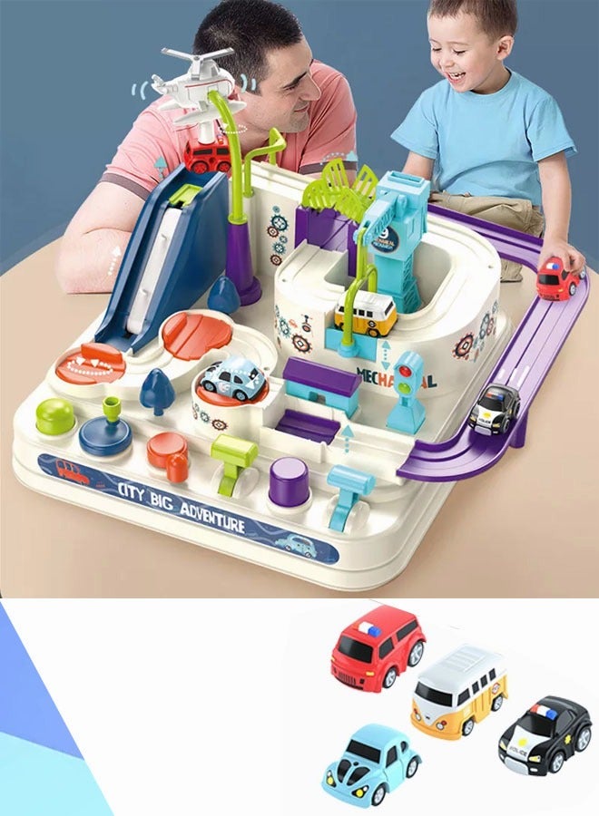 DURKU Fun Kids Car Adventure Toys Set: Race Track with 4 Durable Vehicles - Educational Interactive Toy for Preschoolers, Easy to Install and Play, Great Gift for Kids 3+ - Image 3