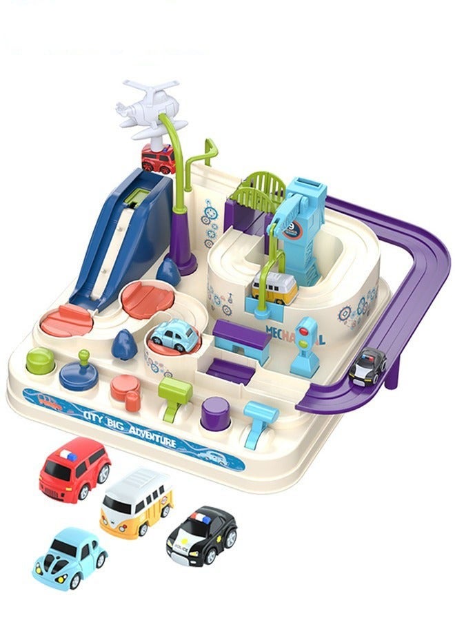 DURKU Fun Kids Car Adventure Toys Set: Race Track with 4 Durable Vehicles - Educational Interactive Toy for Preschoolers, Easy to Install and Play, Great Gift for Kids 3+ - Image 1
