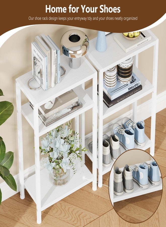 Heybly Small Narrow Side Table for Small Space, Thin Bedside Table, Skinny End Table, Slim Sofa Table, 26.4" Tall Nightstand, Couch Table for Living Room, Bedroom, Study, Balcony, White, HET006WT1 - Image 3